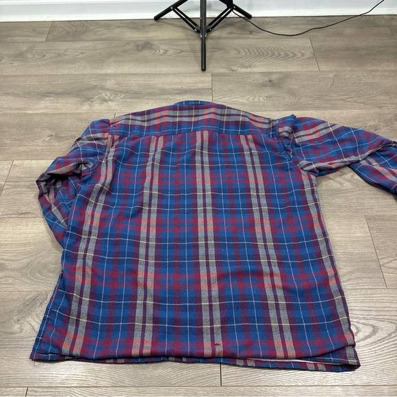 Vintage Northern Spirit Thermal Lined Flannel Blue Red Button Up Men’s Sz Large - Picture 8 of 8